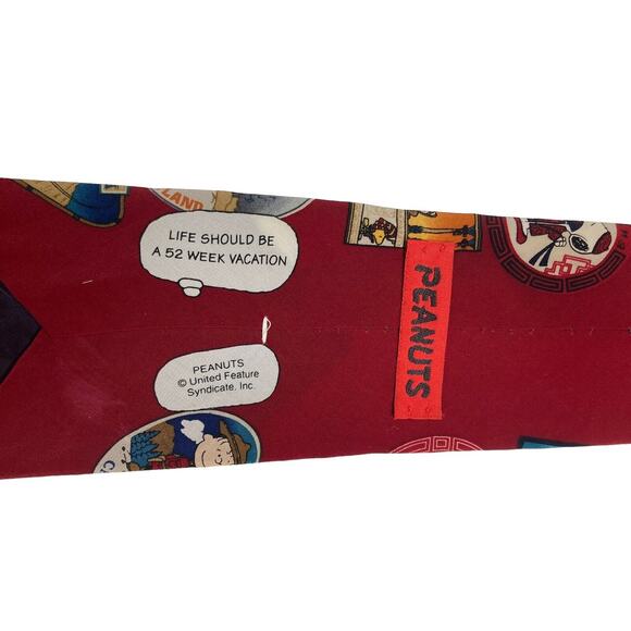 Peanuts Life Should Be A 52 Week Vacation Snoopy Novelty Necktie Vintage Silk - Picture 5 of 8